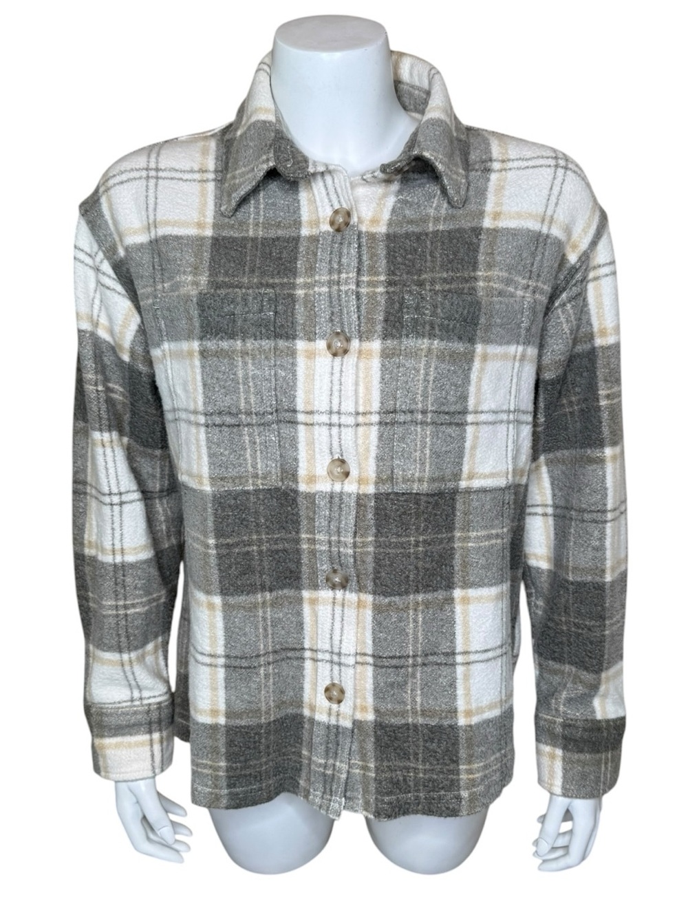 American Eagle Fleece Plaid Shirt XS Shacket Button-Front
